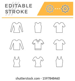 Set line icons of t-shirt, singlet, long sleeve