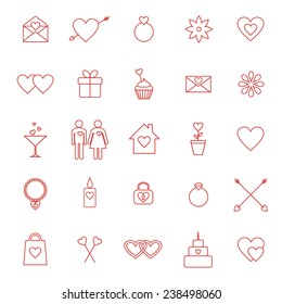 Set of line icons for Valentine day or wedding design