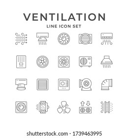 Set line icons of ventilation