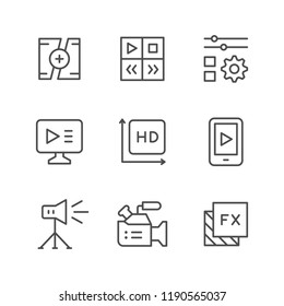 Set line icons of video