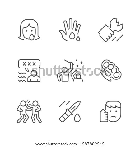Set line icons of violence