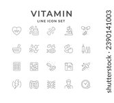 Set line icons of vitamin