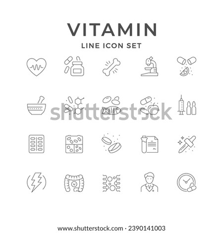 Set line icons of vitamin