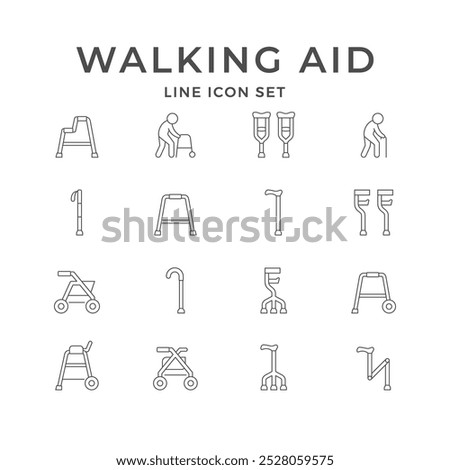 Set line icons of walking aid