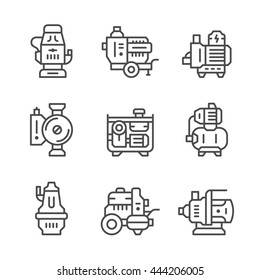 Set Line Icons Of Water Pump