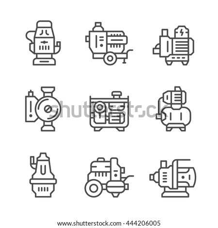 Set line icons of water pump