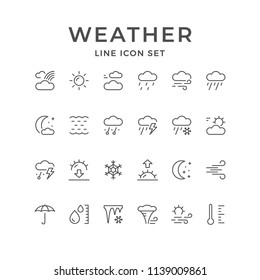 Set line icons of weather