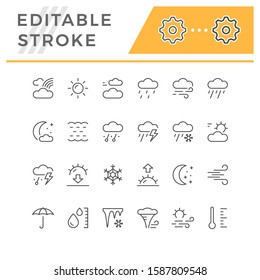 Set line icons of weather