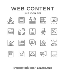 Set line icons of web content