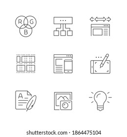 Set line icons of web design