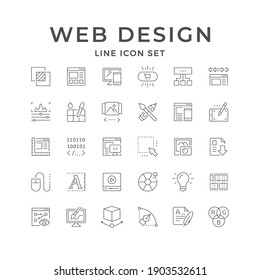 Set line icons of web design