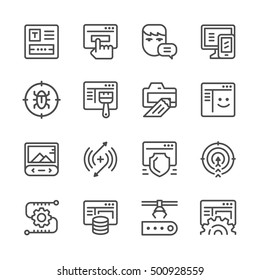 Set line icons of web development