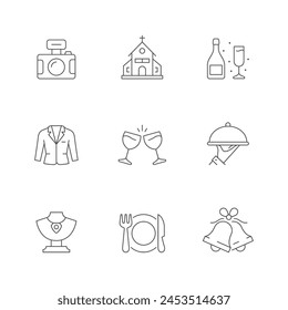 Set line icons of wedding