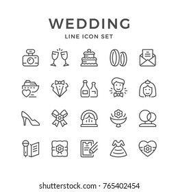 Set line icons of wedding