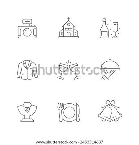 Set line icons of wedding
