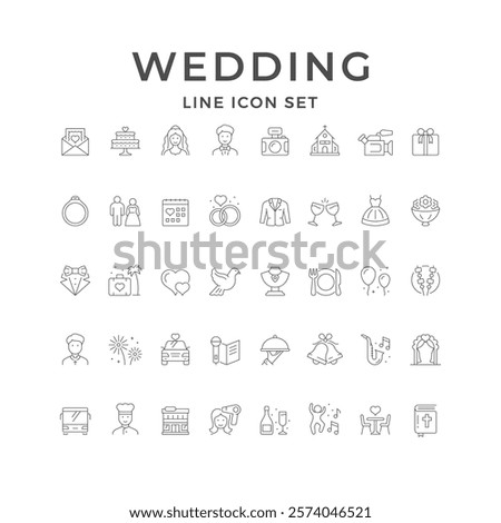 Set line icons of wedding