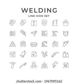 Set line icons of welding