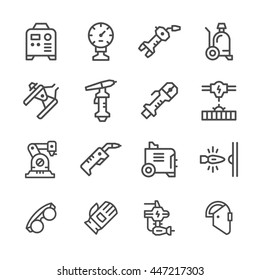 Set line icons of welding