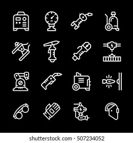 Set line icons of welding