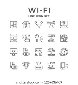 Set line icons of Wi-Fi