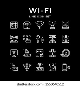 Set line icons of Wi-Fi