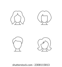 Set line icons of wig