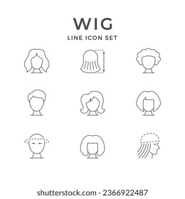 Set line icons of wig