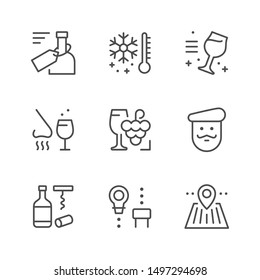 Set line icons of wine