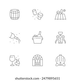 Set line icons of wine