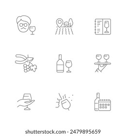 Set line icons of wine