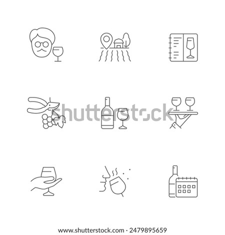 Set line icons of wine