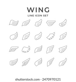 Set line icons of wing