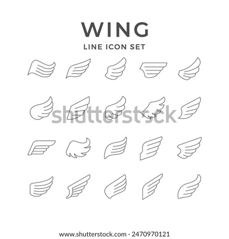 Set line icons of wing