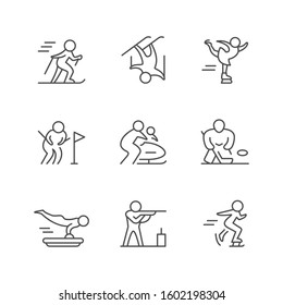 Set Line Icons Of Winter Sport