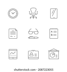 Set line icons of workspace isolated on white
