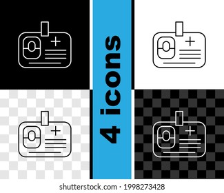 Icono de identificación de línea aislado en fondo transparente y negro. Se puede usar para presentación, identidad de la empresa, publicidad.  Vector