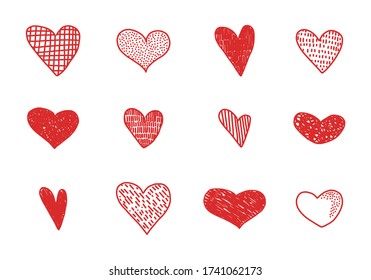 Establece la ilustración de línea para los corazones. Ilustraciones vectoriales simples de dibujo.