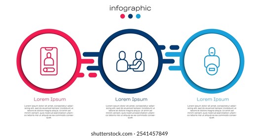 Set line Incoming call on mobile, Happy friendship day and Loss of. Business infographic template. Vector