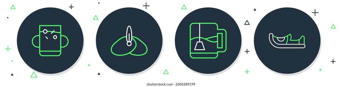 Set line Indian headgear turban, Cup of tea with tea bag, and leaf and shoes icon. Vector