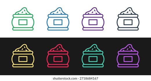 Set line Indian spice icon isolated on black and white background.  Vector
