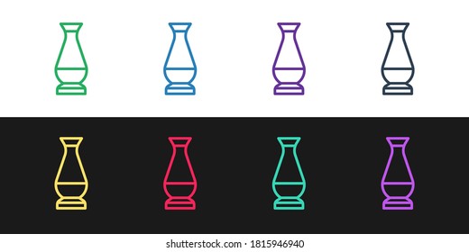 Set line Indian vase icon isolated on black and white background. Vector.