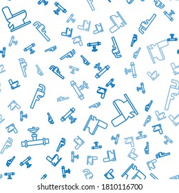 Set line Industry pipe and valve, Toilet bowl and Pipe adjustable wrench on seamless pattern. Vector