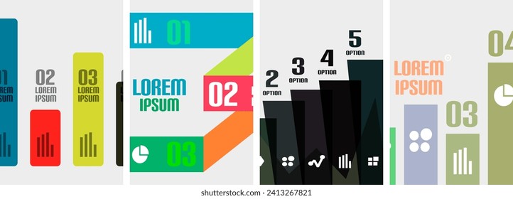 Conjunto de fondos infográficos de línea. Ilustración vectorial para fondo de escritorio, pancarta, fondo, tarjeta, ilustración del libro, página de inicio