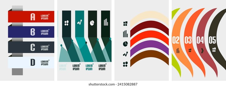 Satz von Infografik-Hintergründen für Linien. Vektorgrafik für Tapete, Banner, Hintergrund, Karte, Buchillustration, Landungsseite