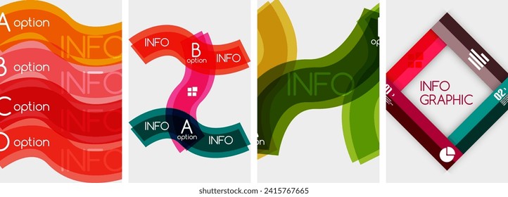 Satz von Infografik-Hintergründen für Linien. Vektorgrafik für Tapete, Banner, Hintergrund, Karte, Buchillustration, Landungsseite