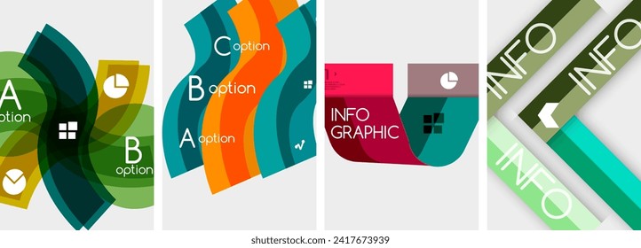 Set of line infographic backgrounds. Vector illustration For Wallpaper, Banner, Background, Card, Book Illustration, landing page