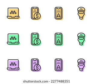 Set line Infographic of city map, Taxi mobile app, Mobile banking and driver icon. Vector