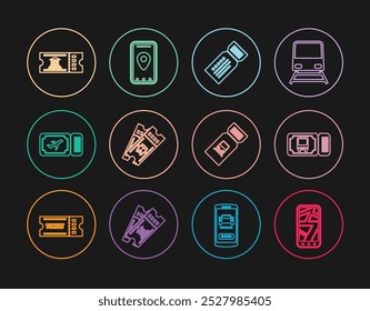 Infográfico do mapa da cidade, Bilhete de ônibus, Bilhete, Companhia Aérea, Museu, Trem e ícone. Vetor