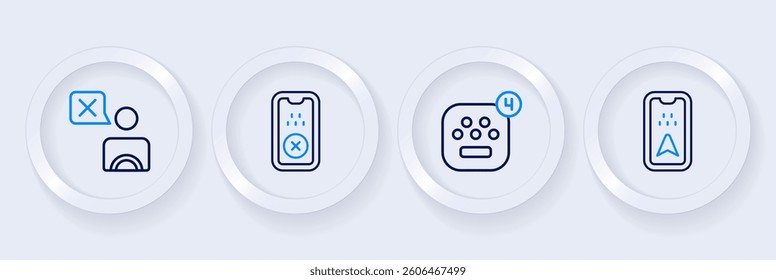 Set line Infographic of city map, Taxi mobile app,  and driver icon. Vector