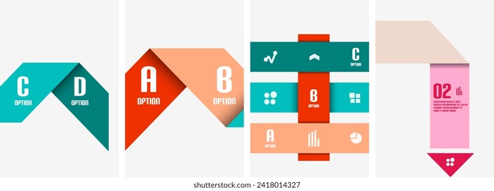 Conjunto de antecedentes de afiches infográficos de línea. Ilustración vectorial para fondo de escritorio, pancarta, fondo, tarjeta, ilustración del libro, página de inicio